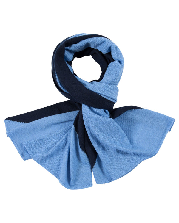 Kaschmir-Mütze + Schal mit geometrischem Muster - Himmelblau