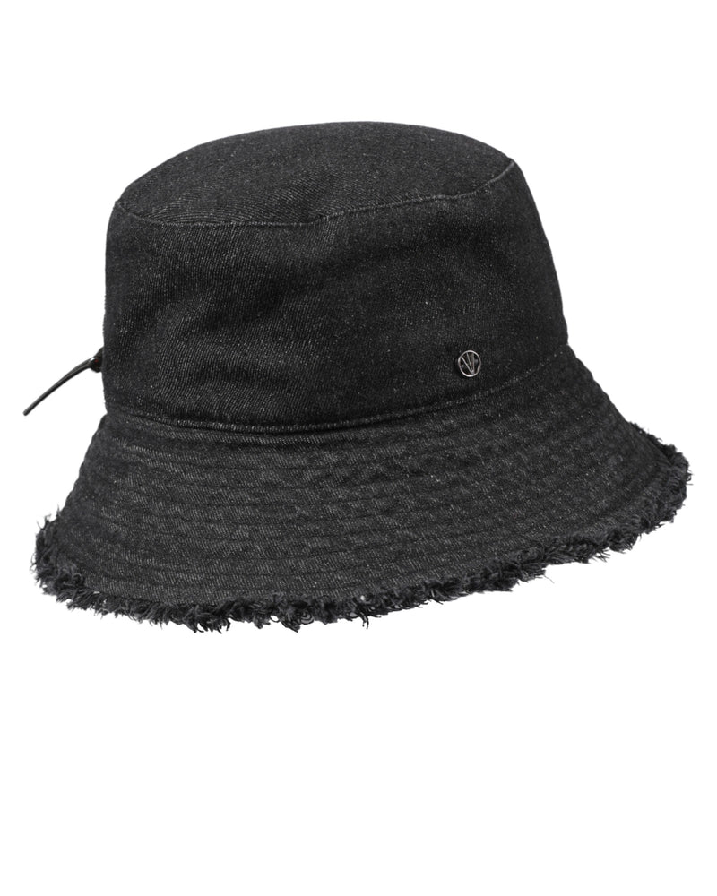 Bucket Hut mit Fransenrand-Denim Schwarz