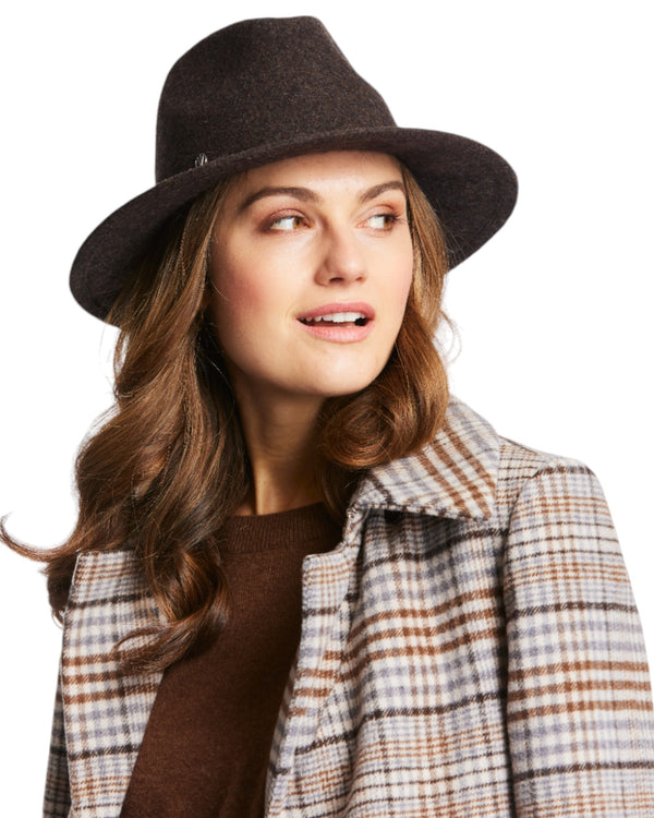 Damen Woll-Fedora - Braun meliert