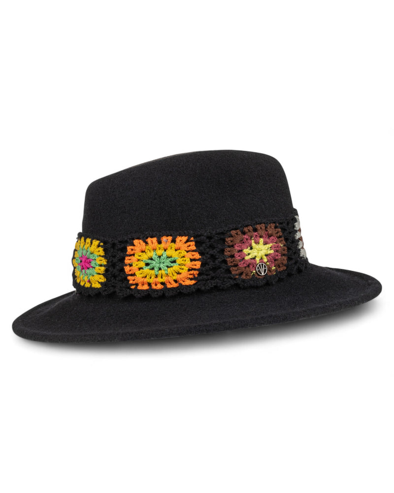 Damen Woll-Fedora - Schwarz