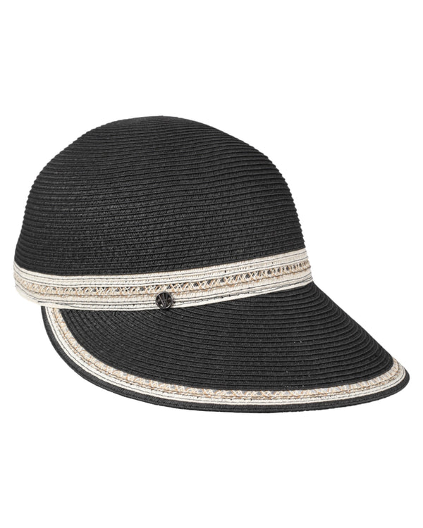 Baseball Cap aus softer melange Papierborte-Schwarz-Creme