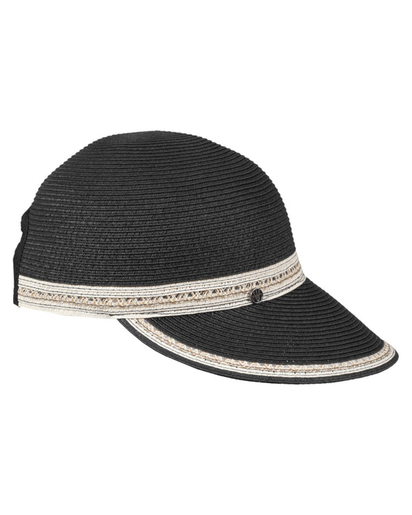 Baseball Cap aus softer melange Papierborte-Schwarz-Creme