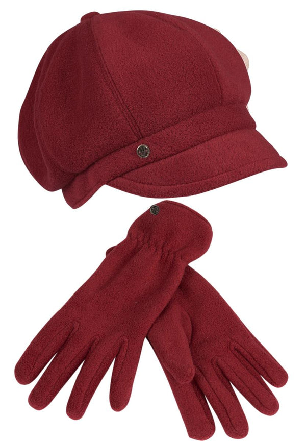 PolarSoft ® Schirmkappe + Handschuh - Dunkel Rot