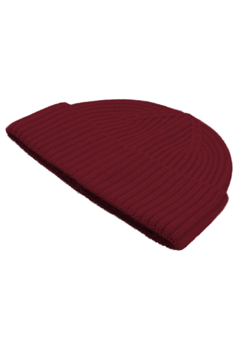 Kaschmir-Mütze, Handschuh + Schal mit geometrischem Muster - Rubin