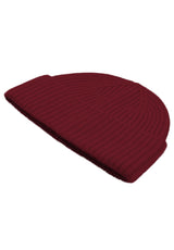 Kaschmir-Mütze, Handschuh + Schal mit Fischgrät-Muster - Rubin