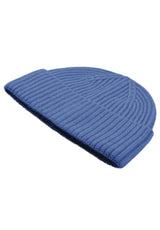 Kaschmir-Mütze, Handschuh + Schal mit geometrischem Muster - Himmelblau