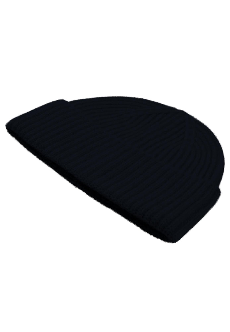Kaschmir-Mütze, Handschuh + Schal mit Fischgrät-Muster - Marine