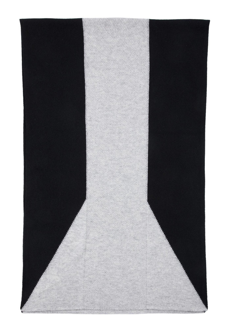 Kaschmir-Mütze, Handschuh + Schal mit geometrischem Muster - Schwarz