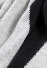 Kaschmir-Beanie, Handschuh + Schal mit geometrischem Muster - Silber meliert