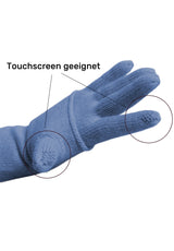 Kaschmir-Mütze, hoch, Handschuh + Schal mit Fischgrät-Muster - Himmelblau