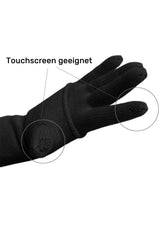 Kaschmir-Beanie, Handschuh + Schal mit Fischgrät-Muster - Schwarz