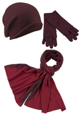 Kaschmir-Beanie, Handschuh + Schal mit geometrischem Muster - Vino